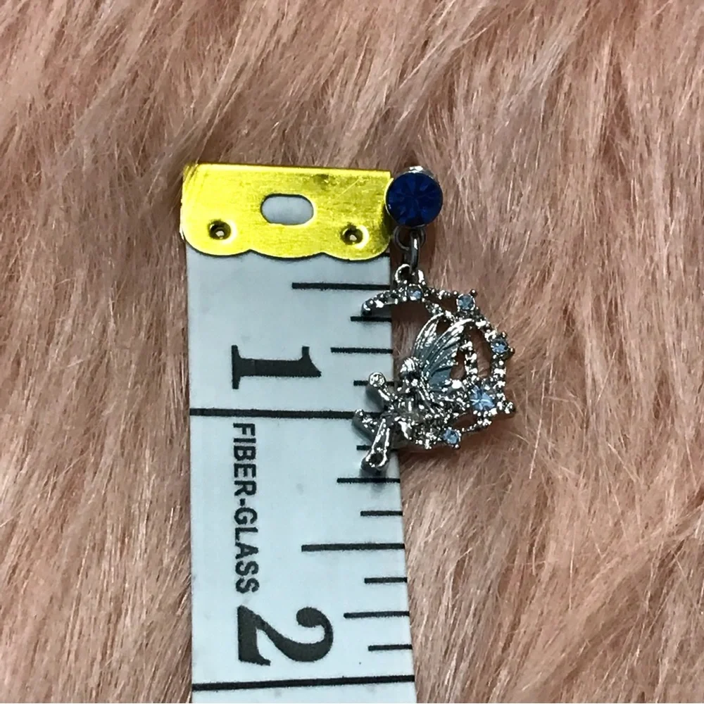Fairy Sitting on the Moon Blue Stud Earrings - Picture 4 of 4